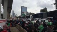 Kemacetan mengular sejak di dekat Korlantas Mabes Polri (Foto: Andi Saputra/detikcom)