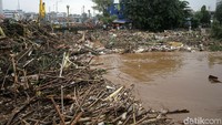 Sampah ini terbawa aliran deras Sungai Ciliwung.