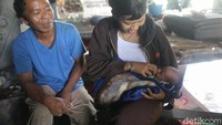Meskipun tinggal di kolong jembatan dengan biaya hidup harian pas-pasan, Mahmud (43) dan Jannah (17) tampak bahagia dengan kehadiran Khaidar Ali yang baru berusia 10 hari. Foto: Agung Pambudhy/detikHealth  