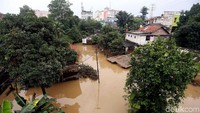 Penampakan terkini banjir di permukiman warga di Cililitan, Kramat Jati, Jakarta Timur, Rabu (7/2/2018).