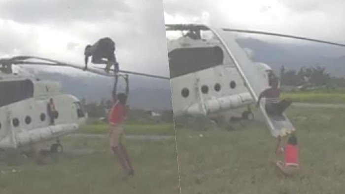 Kemenhub Jelaskan Viral Anak Papua Main Ayunan di Baling-baling Heli