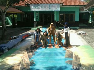 Kreatif! Halaman Kantor Kecamatan di Bantul Ini Dilukis 3D