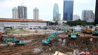 Begini penampakan terkini proyek pembangunan Pasar Benhil, Jakarta, Rabu (7/2/2018).