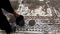 Mosaik langka ini berukuran 3,5 x 8 meter.
