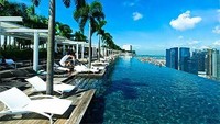 Marina Bay Sands identik dengan kolam renang infinity-nya. Pohon palem yang berjajar ditambah keindahan Kota Singapura dari ketinggian, who says no? (dok Tripadvisor)