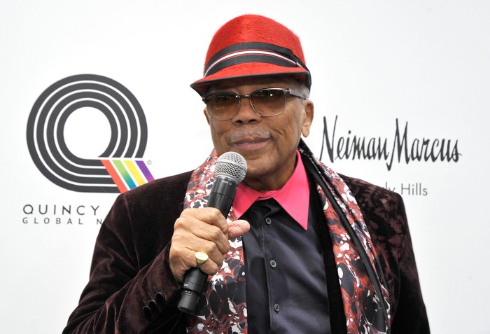 Quincy Jones BEVERLY HILLS, CA - DECEMBER 16: Quincy Jones attends Buscemi x Quincy Exclusive Launch at Neiman Marcus Beverly Hills on December 16, 2017 in Beverly Hills, California. (Photo by John Sciulli/Getty Images for Neiman Marcus)