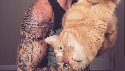 Potret Pria Kekar yang Populer Karena Sering Olahraga Bareng Kucing Imut