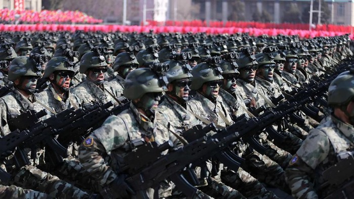 Intercontinental ballistic missiles are seen at a grand military parade celebrating the 70th founding anniversary of the Korean Peoples Army at the Kim Il Sung Square in Pyongyang, in this photo released by North Koreas Korean Central News Agency (KCNA) February 9, 2018. KCNA/via REUTERS  ATTENTION EDITORS - THIS PICTURE WAS PROVIDED BY A THIRD PARTY. REUTERS IS UNABLE TO INDEPENDENTLY VERIFY THE AUTHENTICITY, CONTENT, LOCATION OR DATE OF THIS IMAGE. NO THIRD PARTY SALES. NOT FOR USE BY REUTERS THIRD PARTY DISTRIBUTORS. SOUTH KOREA OUT.