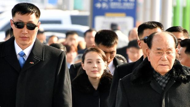 Kim Yo-Jong saat tiba di Korsel pada Jumat (9/2) lalu