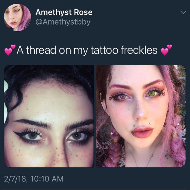 Setelah riset sana-sini, Amethyst Rose membeli perlengkapan tato sendiri seperti sarung tangan lateks, alkohol, kapas, jarum tato, dan tinta warna cokelat. Foto: Instagram