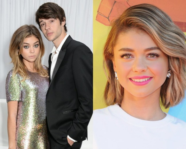 Sarah Hyland saat masih pacaran di 2014 dengan dirinya saat ini. Terlihat jika saat ini bintang Modern Family itu tampak lebih dewasa dan anggun dengan rambut bobnya. Foto: Dok. Getty Images