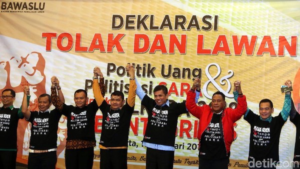 Bawaslu dan Parpol Deklarasi Tolak Politik Uang dan SARA