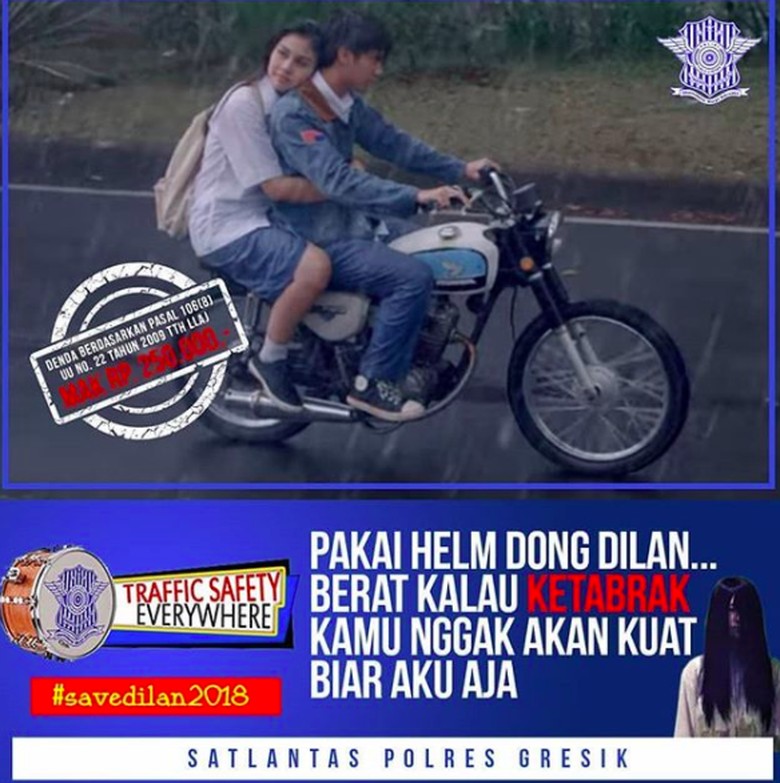 Polisi: Pakai Helm Dong Dilan