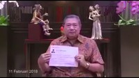 Di dalam video tersebut, SBY sempat menunjukkan screenshot cuitan akun yang mengatasnamakan dirinya. Di cuitan tersebut nama Jokowi dan Megawati disebut. (Foto: Screenshot video Twitter SBY)