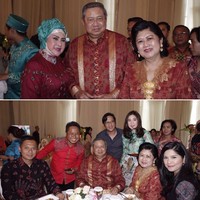 Menghadiri acara sunatan yang digelar Eko Patrio, SBY dan Bu Ani kompak berbaju batik. Detail warna emas pada batik membuat busana yang dikenakan keduanya cocok untuk dipakai ke acara formal. Foto: Dok. Instagram Ani Yudhoyono