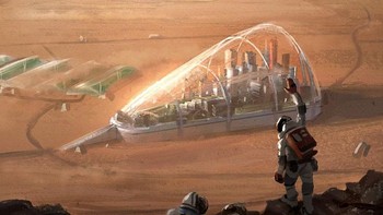 Seorang seniman asal Swedia, Ville Ericsson, membuat sederet gambar yang menggambarkan kolonisasi manusia ke Mars. Tampa perkotaan di sana ditutupi dengan semacam kubah agar aman dari lingkungan yang keras. (Foto: Dailymail)