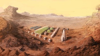 Marcus Sinclair menggambarkan tahap awal dari basis Mars yang sudah terbentuk. (Foto: humanmars)