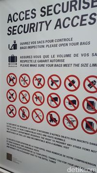 Barang-barang yang dilarang dibawa ke Menara Eiffel (Afif Farhan/detikTravel)