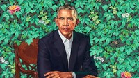 Sementara itu lukisan Barack Obama dibuat oleh Kehinde Wiley (Foto: Dok. CNN)