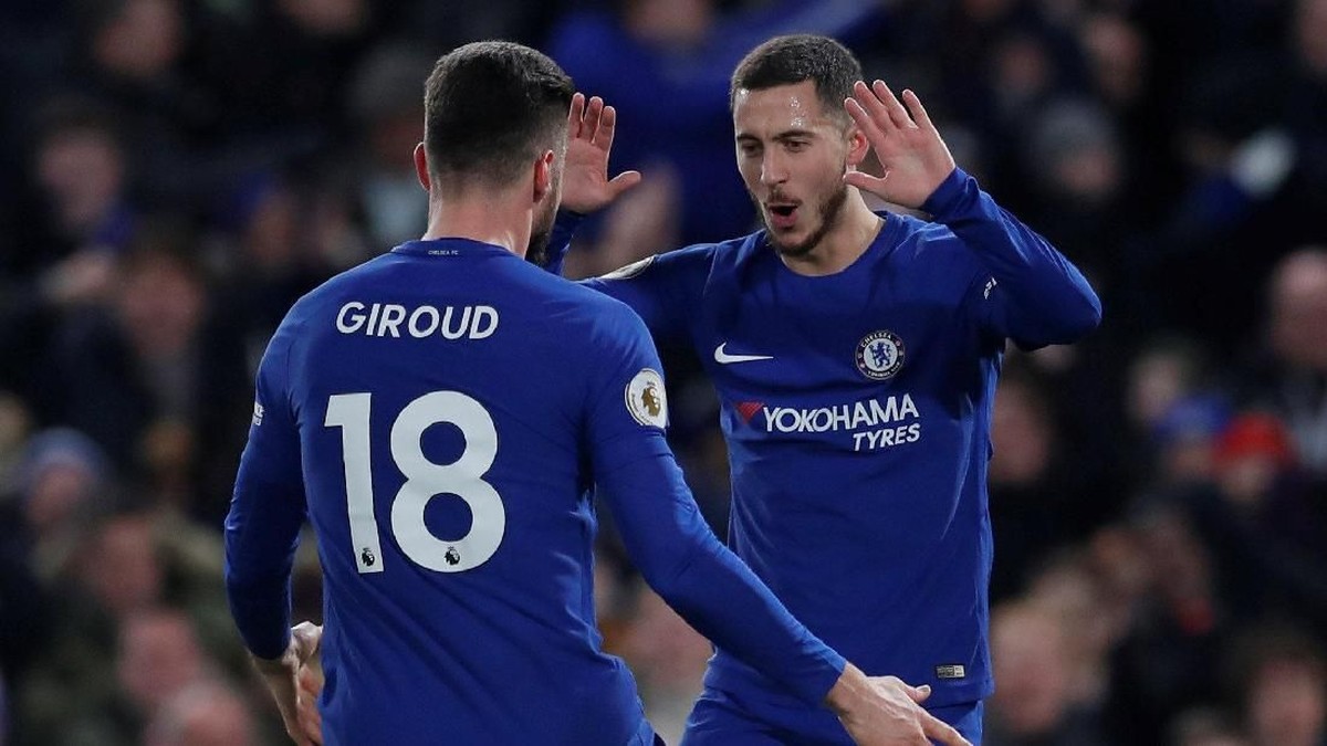 Olivier Giroud masih ingin terus main bersama Eden Hazard yang masa depannya di Chelsea sedang dispekulasikan (Foto: Andrew Couldridge/Action Images via Reuters)