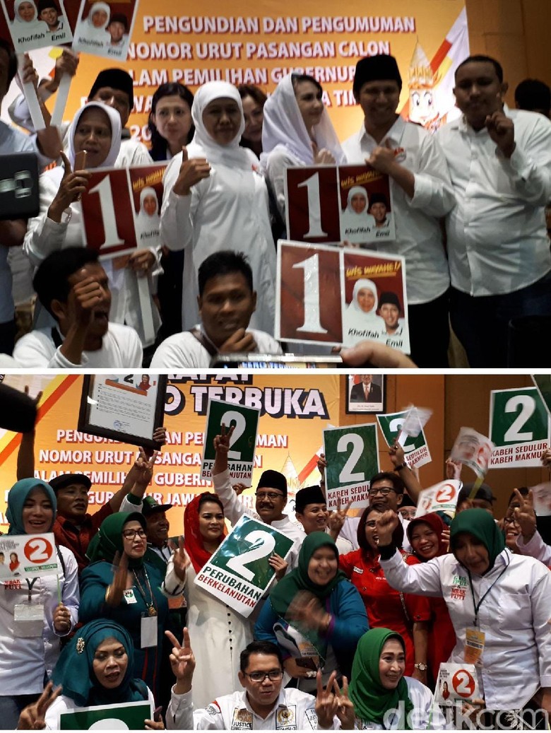 Khofifah-Emil Nomor 1, Gus Ipul-Puti Nomor 2 Khofifah-Emil Nomor 1, Gus Ipul-Puti Nomor 2
