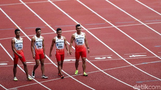 Tim lari estafer 4x100 meter siap tempur di Asian Games 2018. 