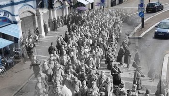 Kalau ini berasal dari Perang Dunia I di mana tahanan perang Jerman berbaris di wilayah Inggris pada tahun 1914. Foto: Getty Images