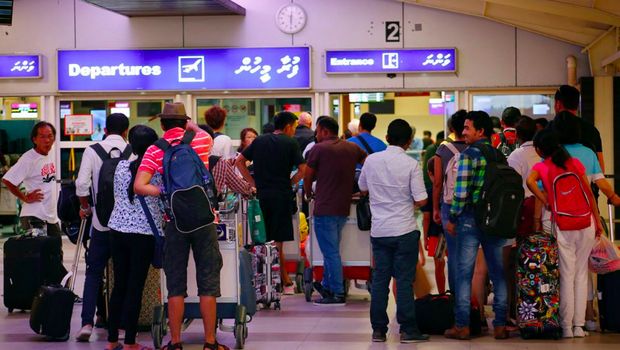 Tourists at Maldives Airport