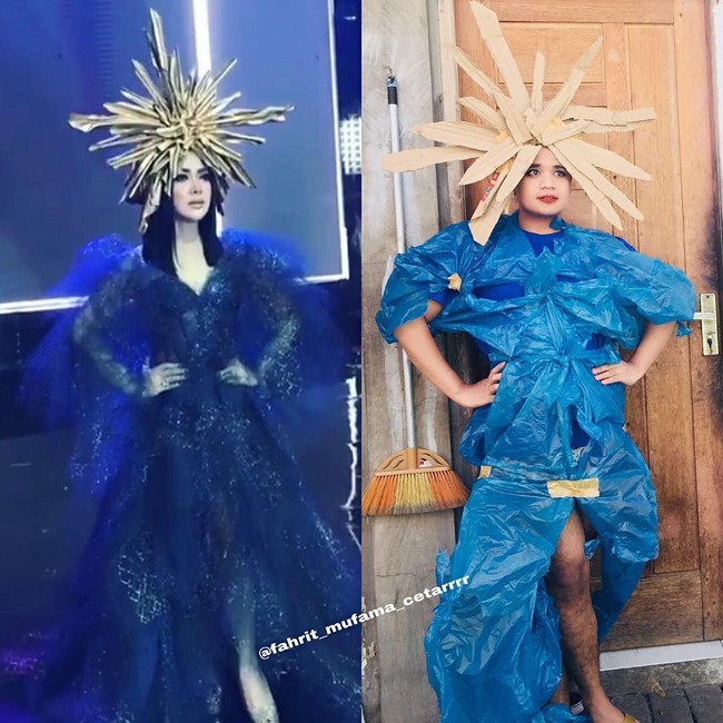 Totalitas Fahrit dalam menirukan gaya Syahrini ini pun mendapat pujian dan hiburan tersendiri bagi netizen. Punya bakat jadi desainer, komentar netizen dengan nama akun @fmedyva. Foto: Instagram