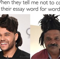 Saat Just Sul mengikuti gaya rambut unik The Weekend. Mirip gak? Foto: Instagram