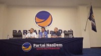 Berikutnya ada Partai NasDem. Foto: Jhonny G Plate (tengah). (Denita Matondang/detikcom).