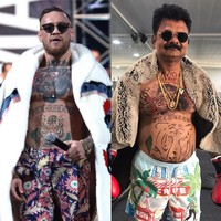 Kalau ini gaya Just Sul menirukan petarung UFC dan MMA dari Irlandia, Conor McGregor. Pria 43 tahun itu sampai menggambar tato di perutnya serupa dengan tato McGregor. Foto: Instagram