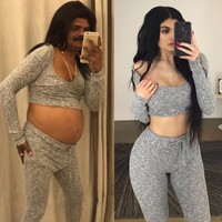 Beginilah jadinya kalau Kylie Jenner memamerkan perut hamilnya, demikian Just Sul mengatakan di keterangan fotonya. Kylie Jenner memang selama kehamilannya kemarin menyembunyikan perut besarnya dari publik. Pria yang kini tinggal di Zambia itu pun membuat parodi perut hamil Kylie. Foto: Instagram