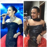 Berbagai jenis barang yang ada di rumah Fahrit ini digunakannya demi berpakaian ala Syahrini Foto: Instagram