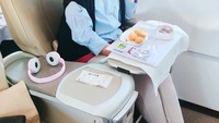 Lewat akun instagramnya @dianpelangi, wanita berhijab ini memposting berbagai foto saat dirinya makan. Kali ini terlihat Dian tengah berada di dalam pesawat dan di depannya sudah siap makanan kecil. Foto: Instagram