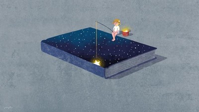 Lukisan Digital Keren Tentang Kekuatan Membaca Buku