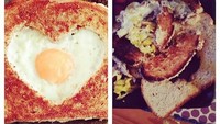 Coba membuat sarapan untuk orang orang yang aku cintai dalam rangka Hari Valentine... Berhasil! tulis akun @tywalker90. Apanya yang berhasil, ya, ya kalau bentuknya nggak karuan gitu? Duh, Hari Valentinenya berantakan, deh. Foto: Istimewa