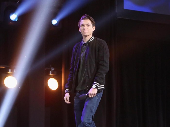 ANAHEIM, CA - JULY 15:  Actor Tom Holland of AVENGERS: INFINITY WAR took part today in the Walt Disney Studios live action presentation at Disneys D23 EXPO 2017 in Anaheim, Calif. AVENGERS: INFINITY WAR will be released in U.S. theaters on May 4, 2018.  (Photo by Jesse Grant/Getty Images for Disney)