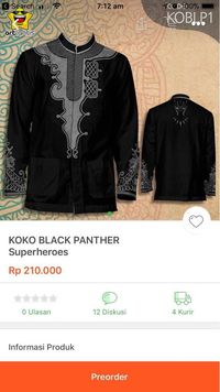 Baju Koko Black Panther Mejeng di Toko Online