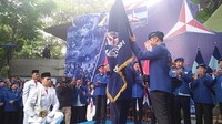 Acara pengukuhan AHY itu digelar di Wisma Demokrat, Tugu Proklamasi, Jakarta Pusat, Sabtu (17/2/2018).  (Foto: Yulida Medistiara/detikcom)