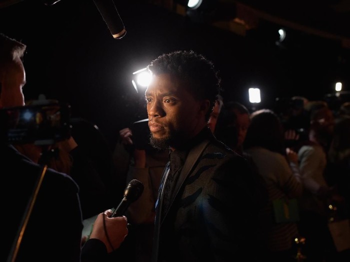 LONDON, ENGLAND - FEBRUARY 08:  Chadwick Boseman attends the European Premiere of Marvel Studios Black Panther at the Eventim Apollo, Hammersmith on February 8, 2018 in London, England.  (Photo by Gareth Cattermole/Getty Images for Disney)