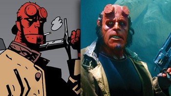 Penampilan Hellboy di komik dan di film cukup mirip. Foto: Vulture