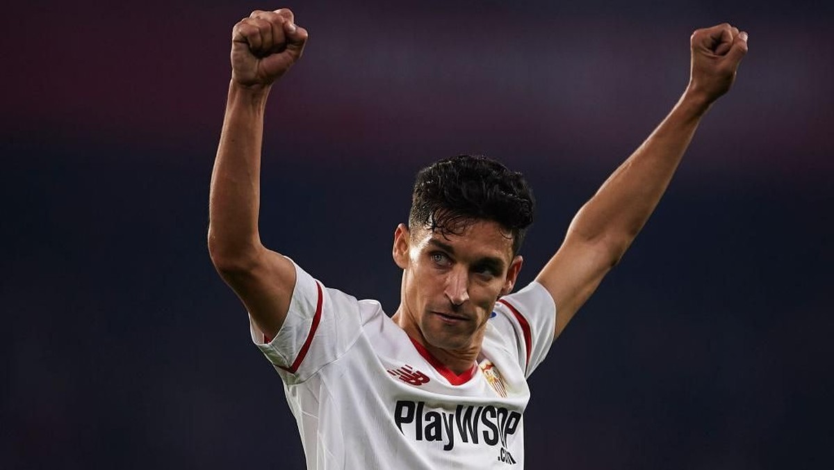Winger Sevilla Jesus Navas bertekad untuk menyingkirkan Manchester United dari Liga Champions (Foto: Aitor Alcalde/Getty Images)