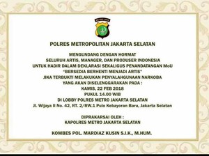 Polisi Minta Pelaku Seni Bersedia Berhenti Jadi Artis Jika Tertangkap karena Narkoba