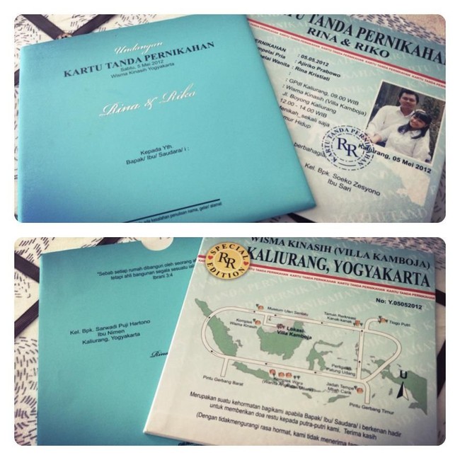 Undangan pernikahan berbentuk KTP ini banyak diterapkan pasangan yang ingin hari bahagia mereka diwarnai keunikan. Undangan dibuat seperti desain KTP hanya saja pada bagian data diri diubah menjadi nama calon mempelai dan tanggal pernikahan. Foto: Instagram