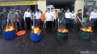 Pemusnahan barang bukti narkotika dilakukan di halaman Mapolres Jakarta Utara.