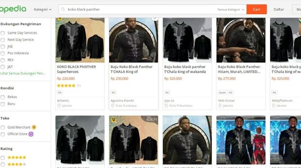  Baju  Koko  Ala Black  Panther  Jadi Tren di Online Shop Ini 