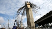 Namun pada saat pekerja memasukkan cor ke dalam tiang pancang tersebut, tiang bracket terlepas dan jatuh sehingga seluruh material cor dan bracket tember jatuh ke bawah dan tujuh orang tertimpa serpihan material cor, termasuk bracket tember.