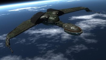 Mesin waktu bernama Klingon Brid of Prey ini berwujud sebagai kendaraan antariksa yang muncul di film Star Trek IV: Voyage of Home. (Foto: startrekspace)
