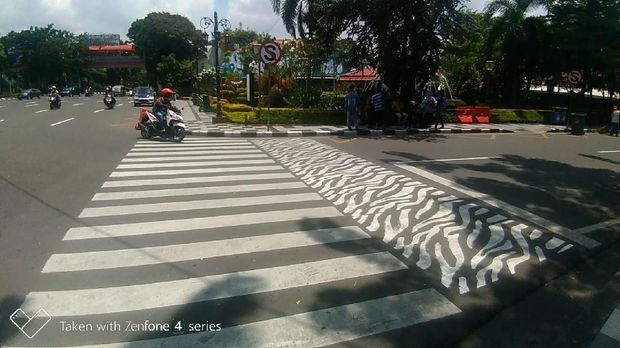 Zebra Cross di Surabaya Dibuat Makin Cantik dengan Tambahan Frame, Untuk Apa?